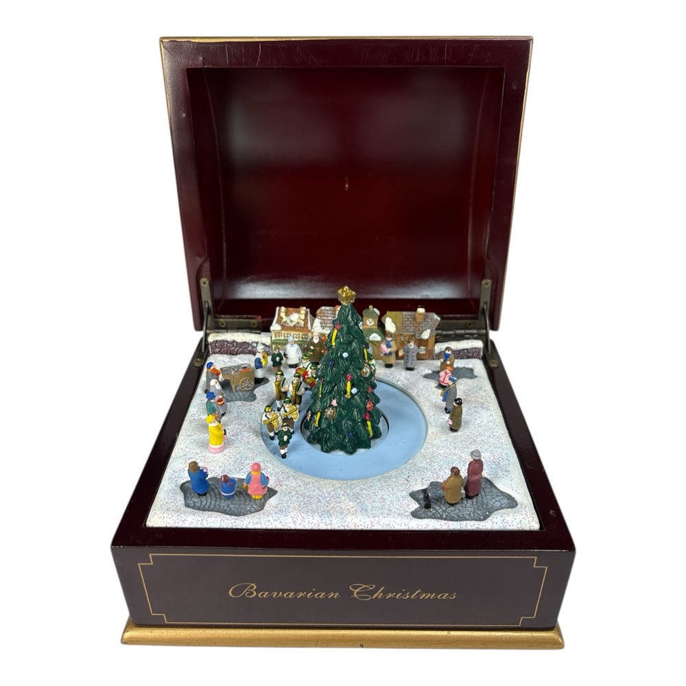 VTG Mr. Christmas Bavarian Music Box Rounded Top Animated German Band Scene Song